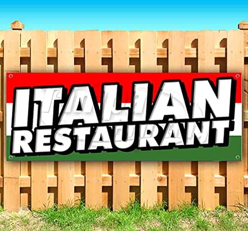 באנר מסעדות איטלקי 13 עוז | לא-פאברי | ויניל כבד-חובה חד צדדי עם מלגות מתכת